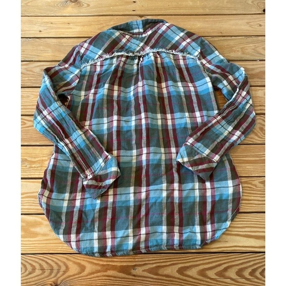 Dylan Plaid Button Up Shirt Size Medium Women’s Blue - Picture 2 of 8